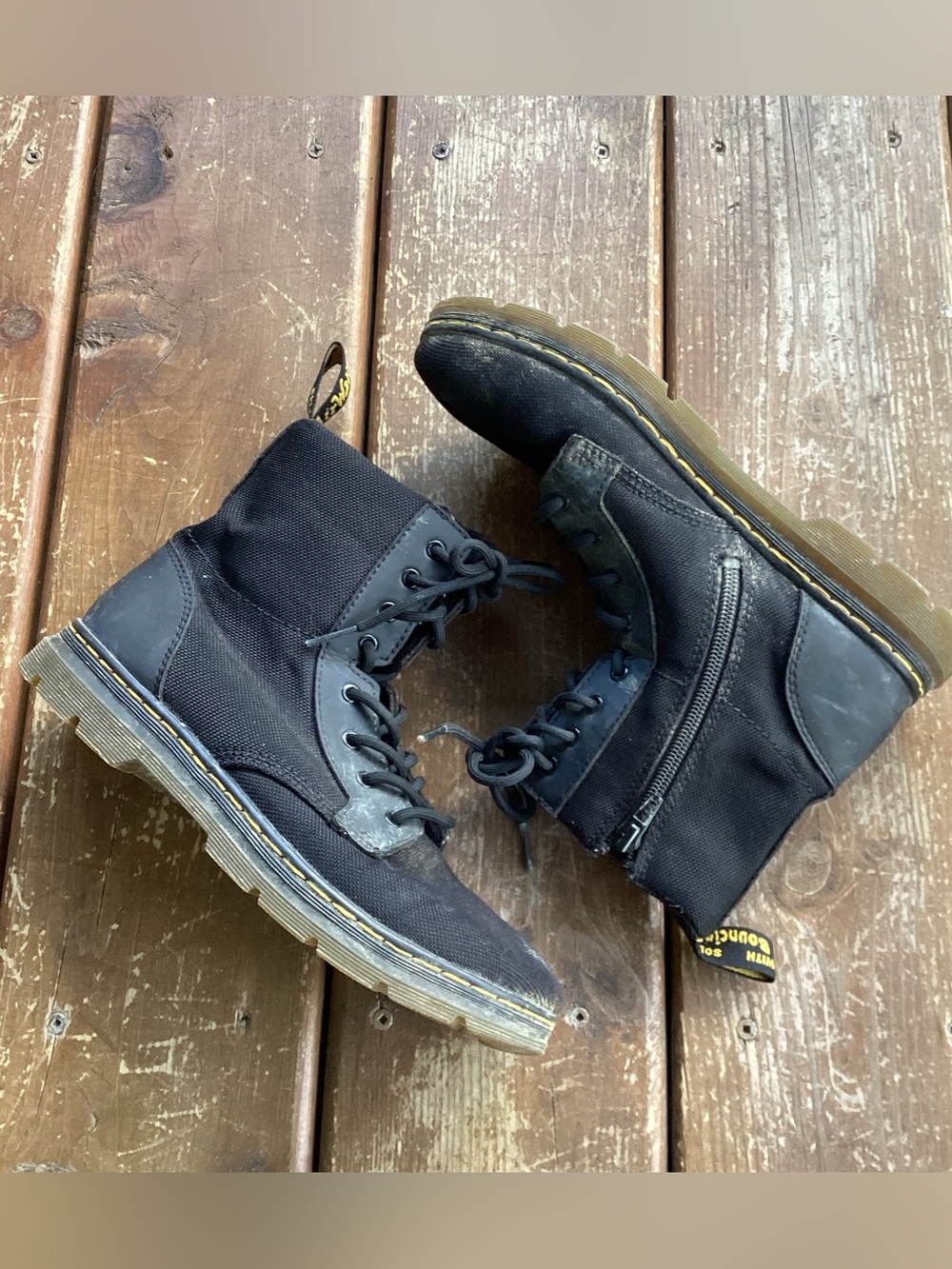 Dr. Martens Combs Poly Casual Black Canvas Ankle Boots Shoes Womens Size 7 - Picture 4 of 8